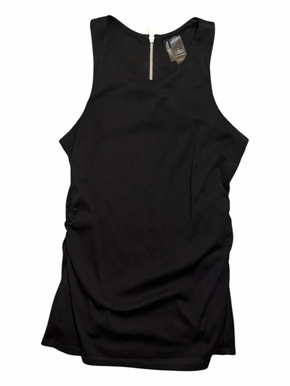 Bisou Bisou Blank Tank Top with Ruched Sides and Zipper